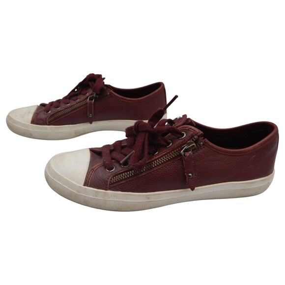 Coach Empire Zipper Leather Sneakers Shoes Burgundy Size 7.5B - Picture 2 of 8